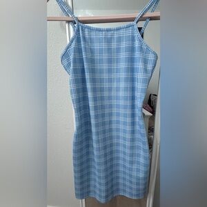 Blue Plaid Spaghetti Strap Dress